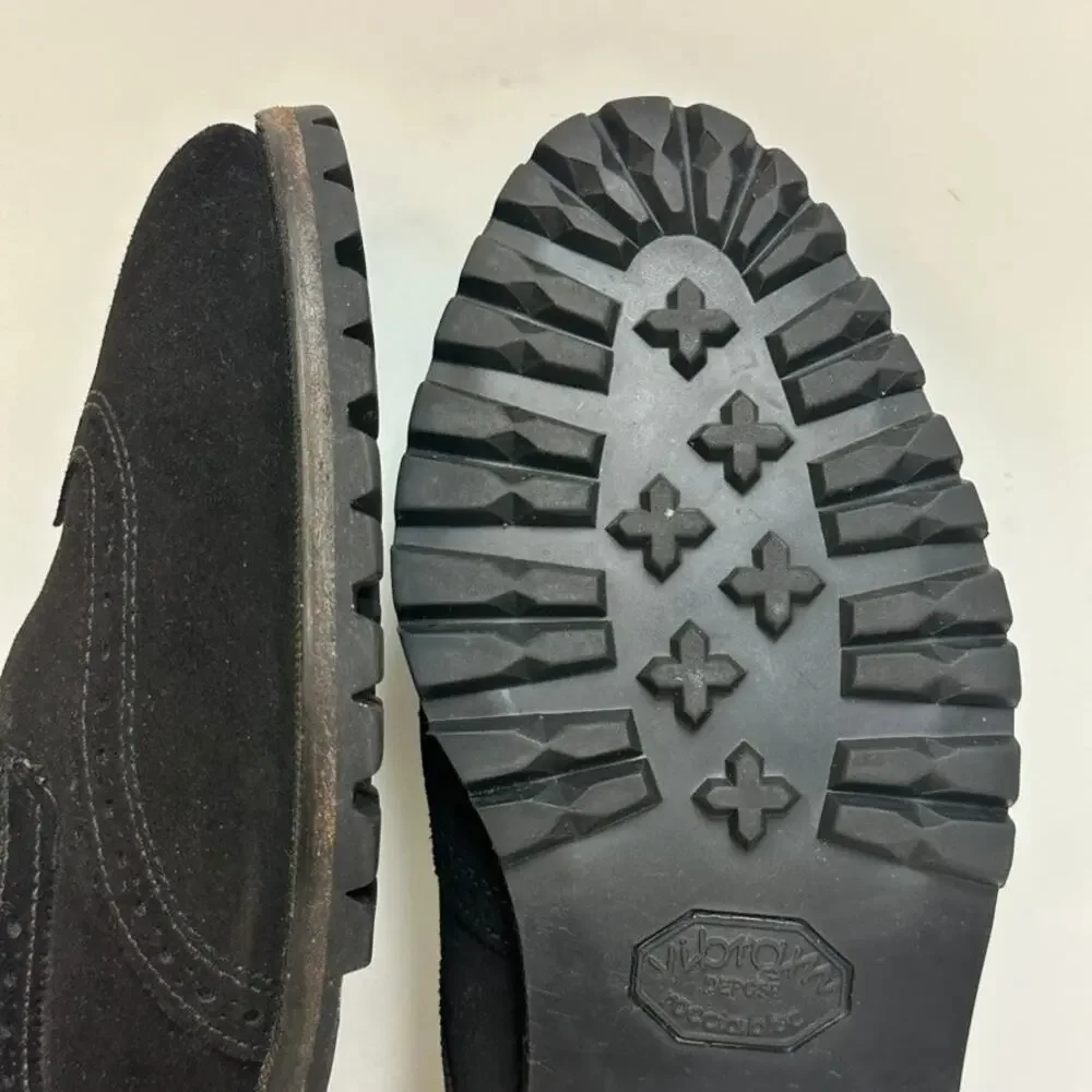 EXCELLENT Rancourt & Co x Cole Haan Black Suede Wingtip Vibram Made in USA 8.5 D